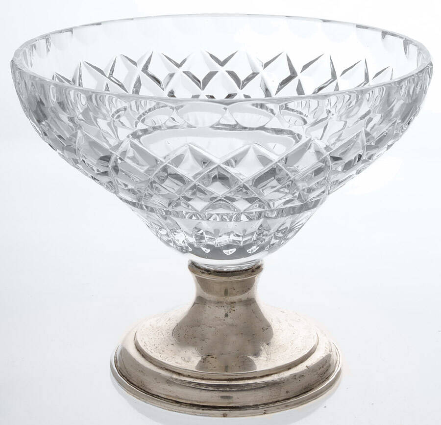Delft Diamond Compote with Sterling Stem and Base by Hawkes-1