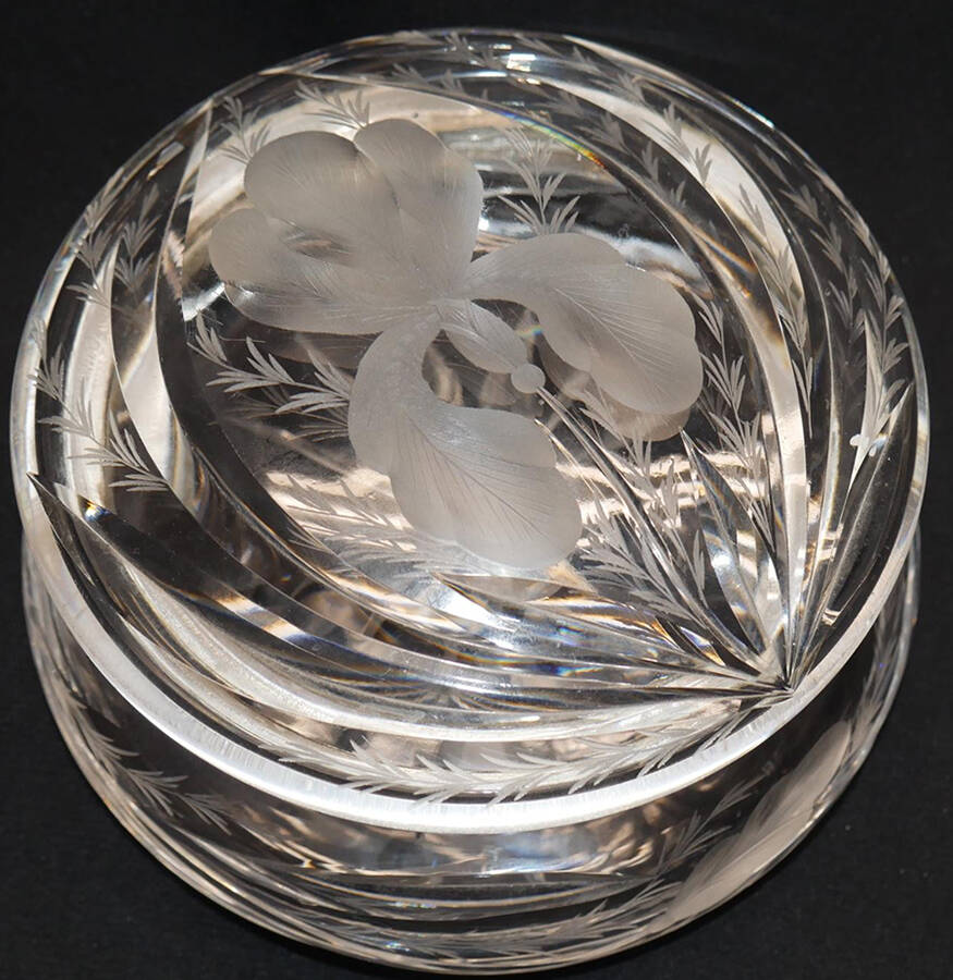 Satin Iris Round Box with Hinged Lid by Hawkes-1