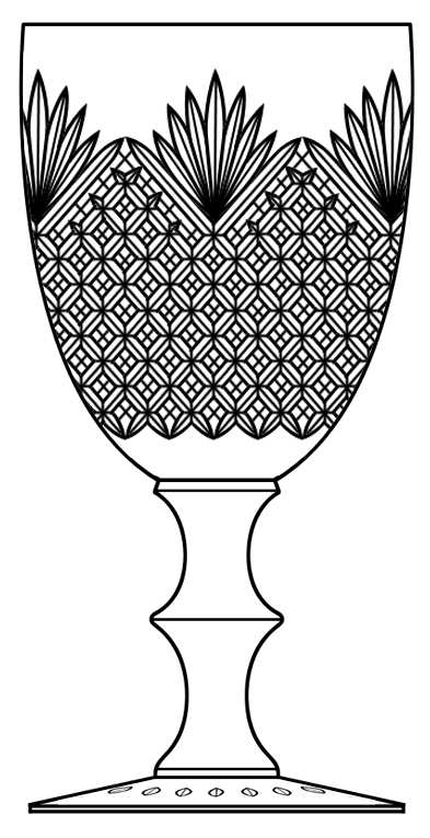 Strawberry, Diamond & Fan (#7330) Water Goblet by Hawkes-1