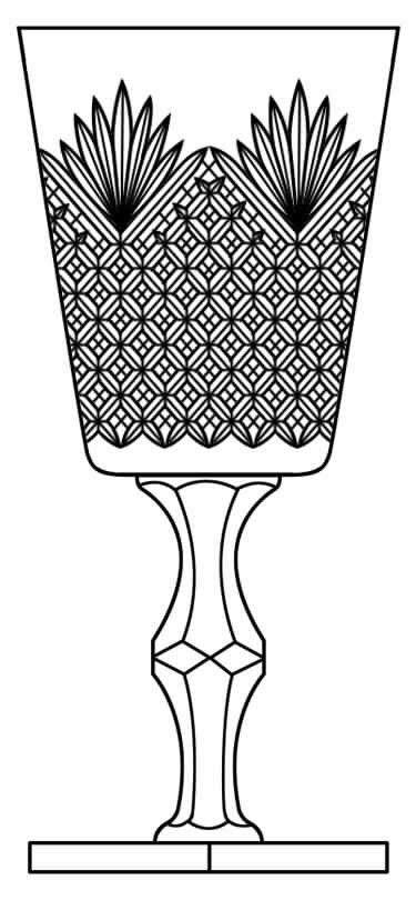 Strawberry, Diamond & Fan (#6015) Water Goblet by Hawkes-1