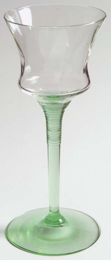 African (Green Stem) Wine Glass by Heisey-1