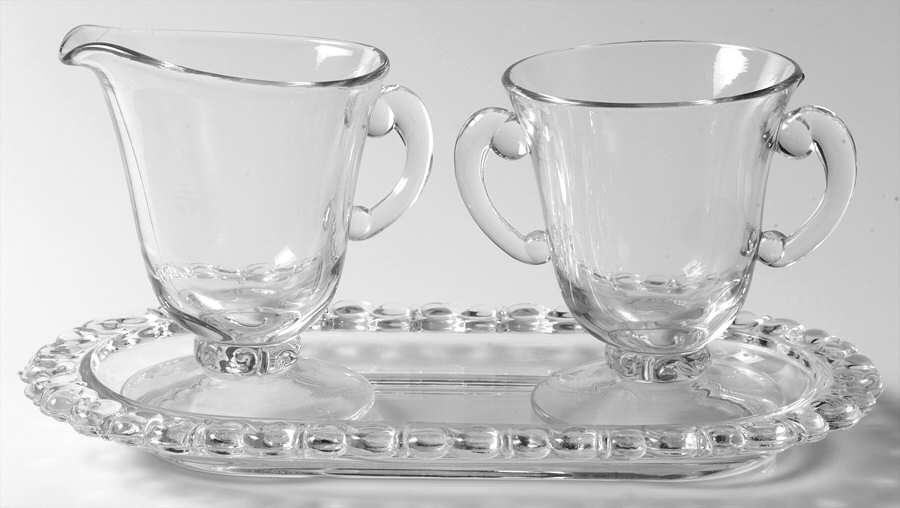 Athena Creamer, Sugar and Tray Set by Heisey-1