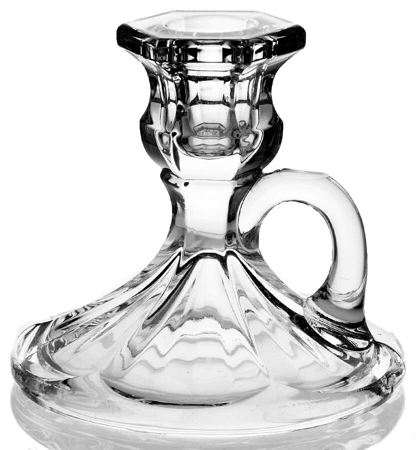Banded Flute Clear 4" Candleholder by Heisey-1