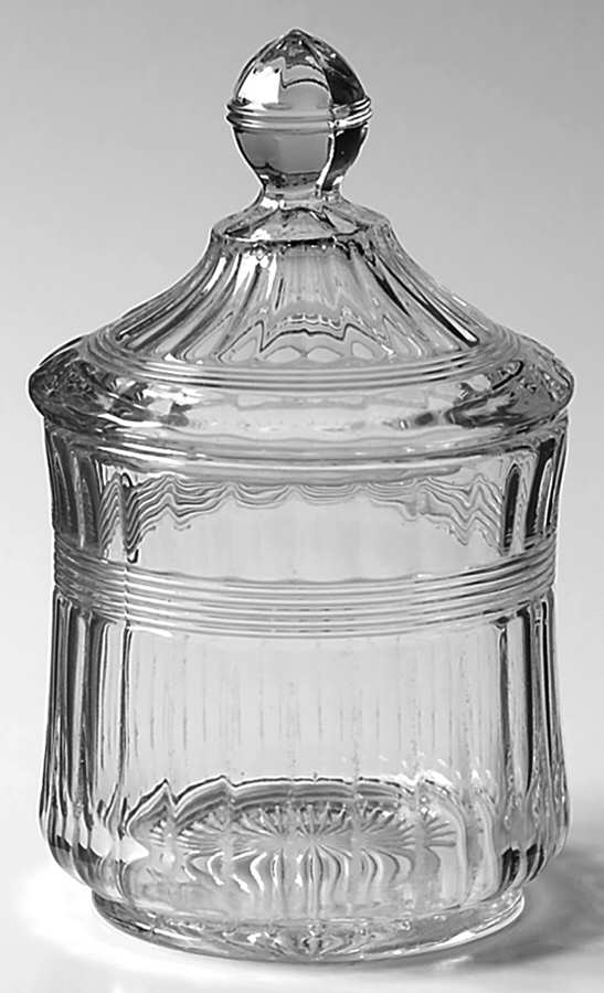Banded Flute Clear Sugar Bowl & Lid by Heisey-1