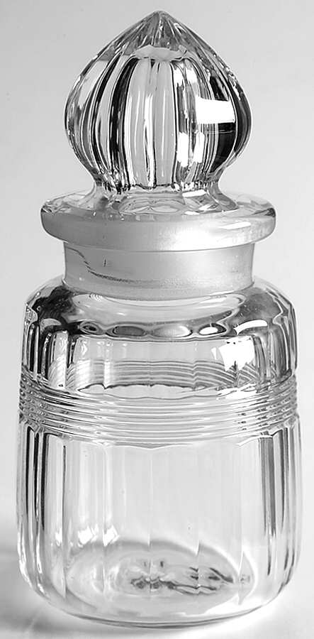 Banded Flute Clear Horseradish Jar & Lid by Heisey-1