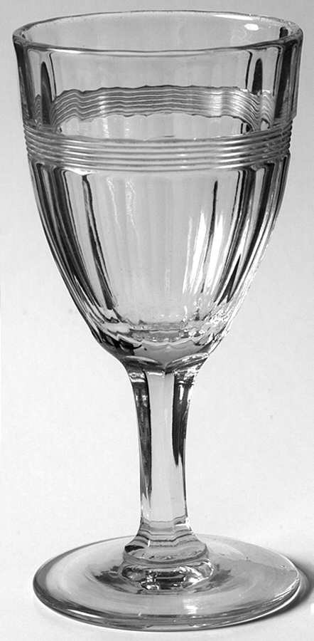 Banded Flute Clear Burgundy Wine by Heisey-1
