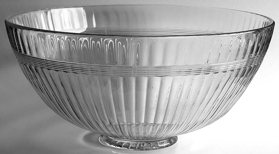 Banded Flute Clear Punch Bowl by Heisey-1