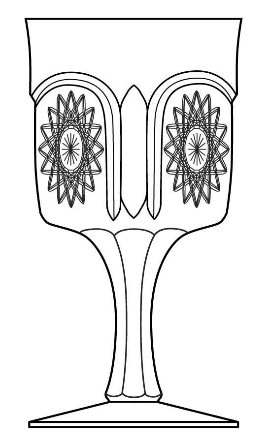 Beaded Panel Sunburst Water Goblet by Heisey-1