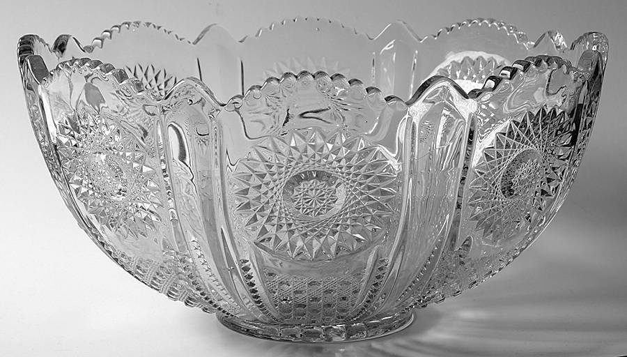 Beaded Panel Sunburst Punch Bowl by Heisey-1