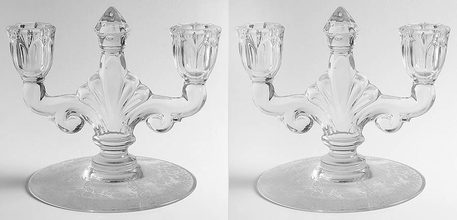 Belle Le Rose (Set of 2) Double Light Candlestick by Heisey-1