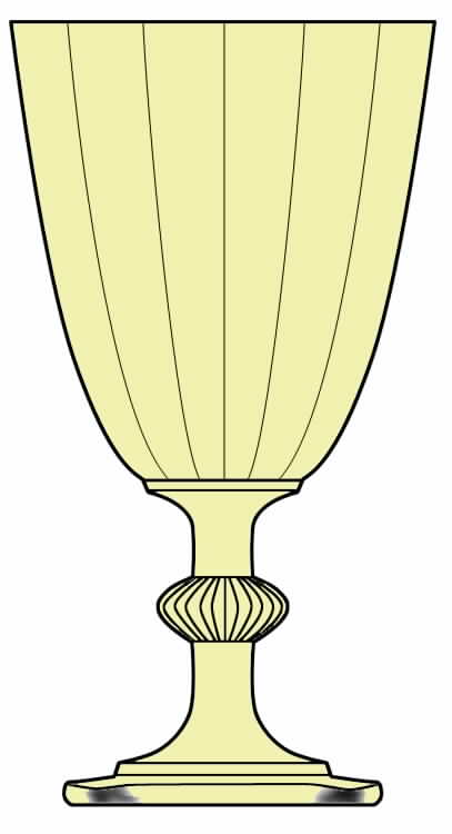Carcassone Sahara Yellow (Stem 3390, Optic) Water Goblet by Heisey-1