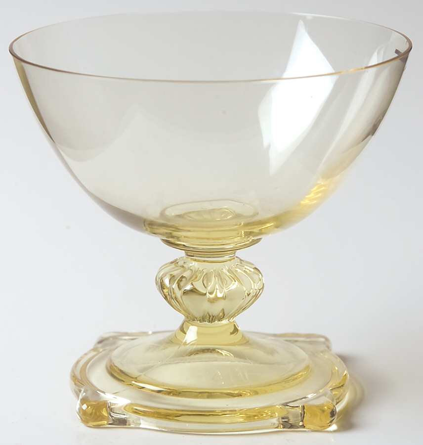 Carcassone Sahara Yellow (Stem 3390, Optic) Low Sherbet by Heisey-1