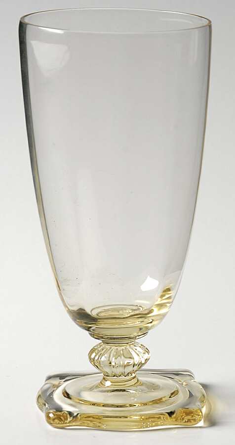 Carcassone Sahara Yellow (Stem 3390, Optic) Footed Tumbler by Heisey-1