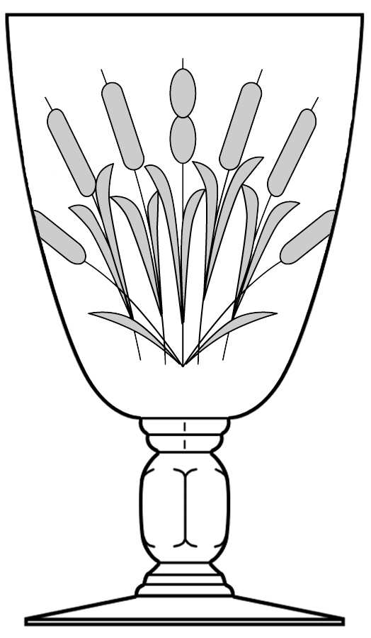 Cat-Tail (Cut 1053) Water Goblet by Heisey-1