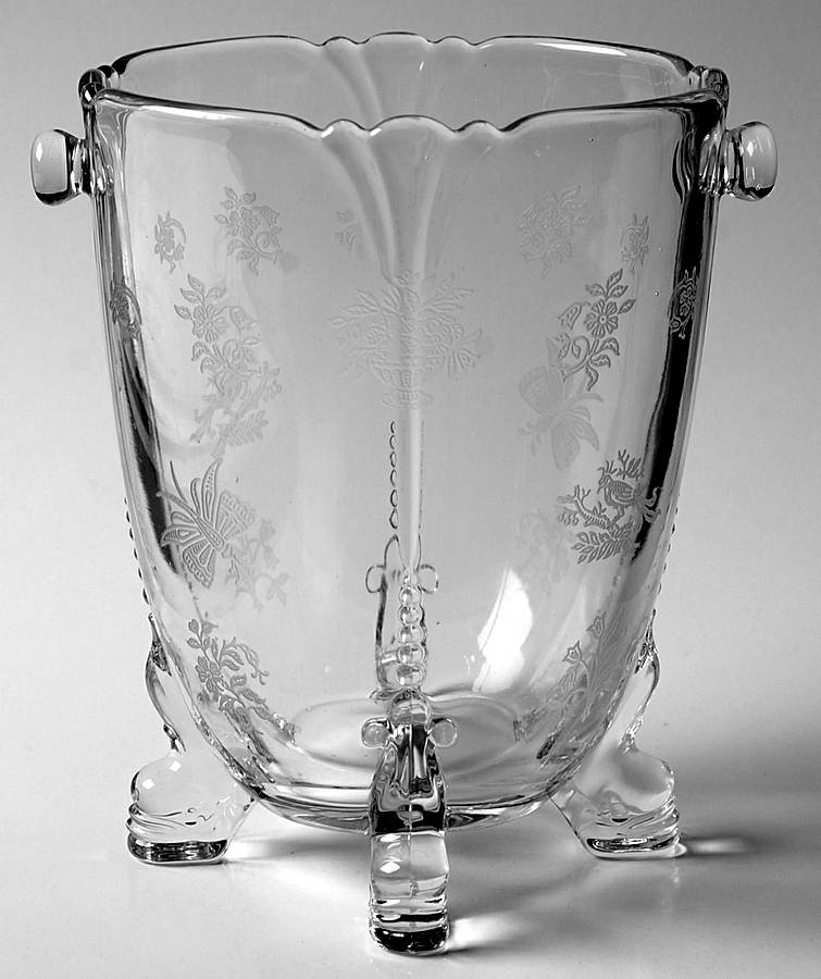Chintz Clear (Stem 3389) Dolphin Footed Ice Bucket W/No Detachable Handle by Heisey-1