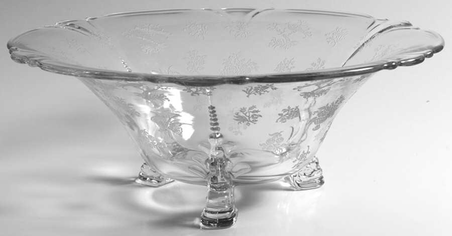 Chintz Clear (Stem 3389) 10" Footed Bowl by Heisey-1