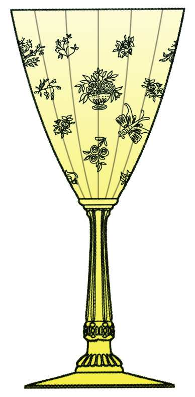 Chintz Yellow (Stem 3389) Water Goblet by Heisey-1