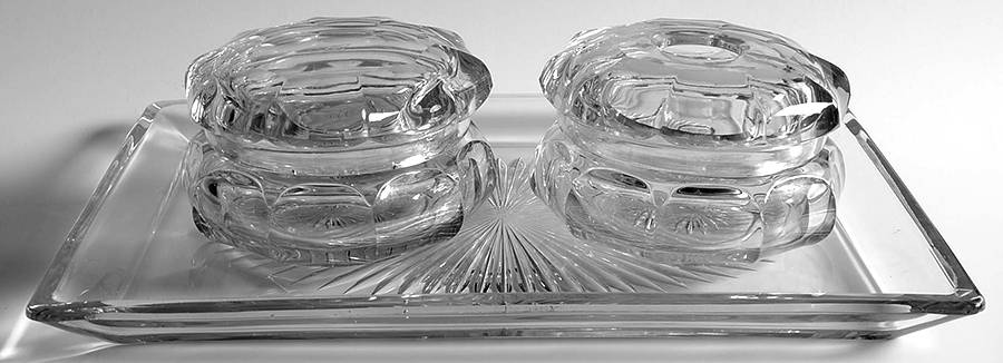 Colonial Clear (Stem 373-341) (5 Piece) Dresser Set (PUBR, HARR, DRESRE) by Heisey-1