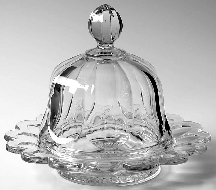 Colonial Clear (Stem 373-341) Round Covered Butter by Heisey-1
