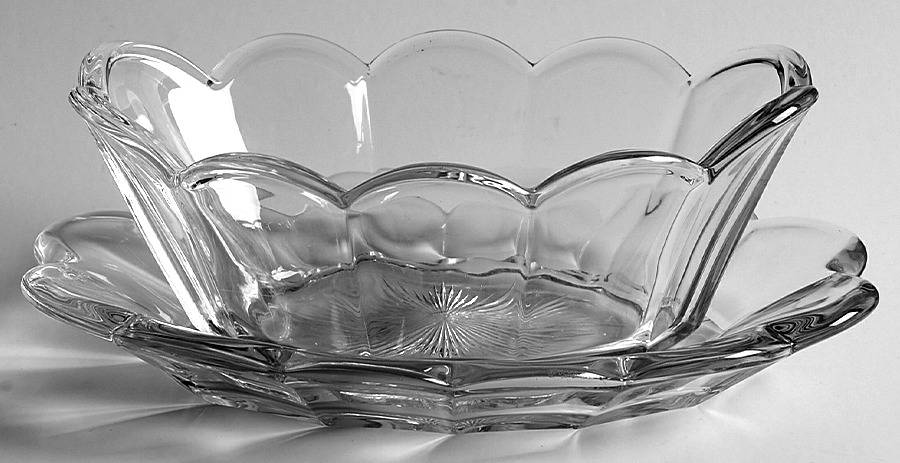 Colonial Clear (Stem 300, 300-1-2) Oval Mayonnaise Bowl & Underplate by Heisey-1