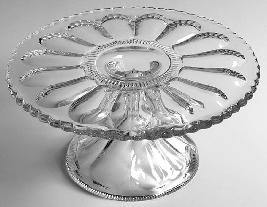 Colonial Clear (Stem 300, 300-1-2) 9" Diameter Pedestal Cake Stand by Heisey-1