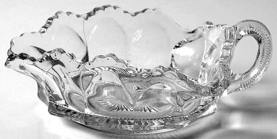 Colonial Clear (Stem 300, 300-1-2) Triangular Handled Nappy by Heisey-1