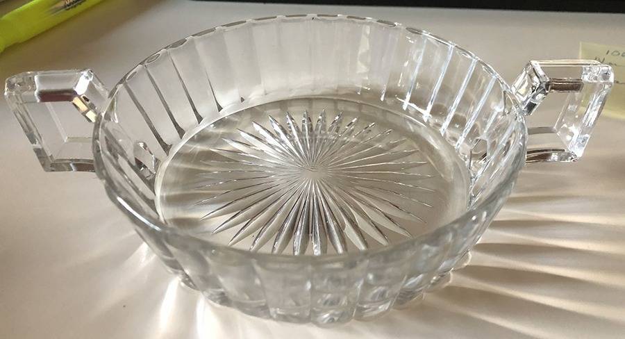 Coarse Rib Clear Flat Open 2 Handled Jam/Jelly by Heisey-1