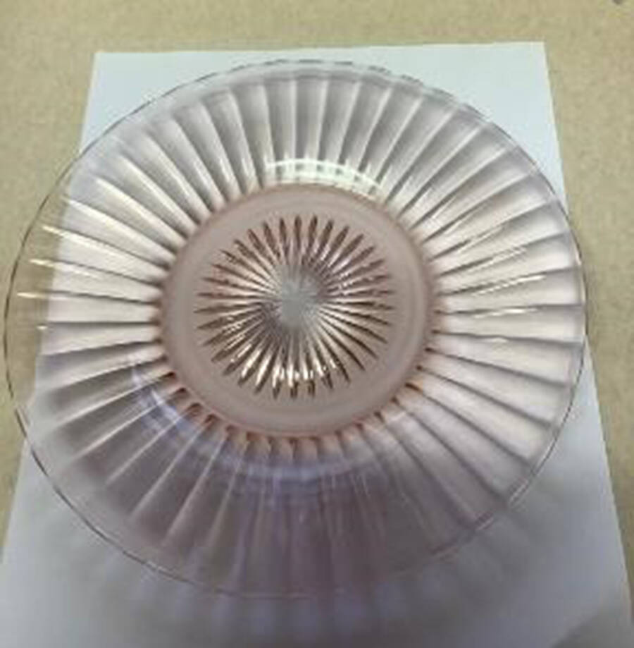 Coarse Rib Pink (Flamingo) Luncheon Plate by Heisey-1