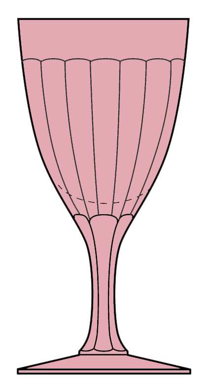 Coarse Rib Pink (Flamingo) Water Goblet by Heisey-1