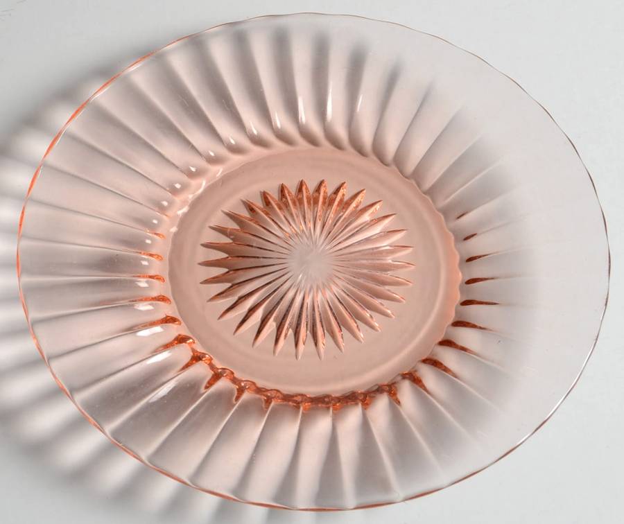Coarse Rib Pink (Flamingo) 7" Salad Plate by Heisey-1