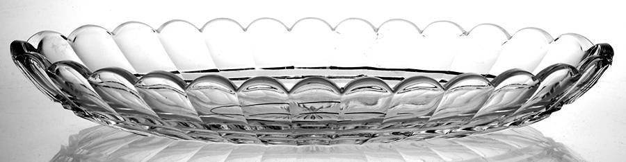 Cross Lined Flute 11" Oval Celery by Heisey-1