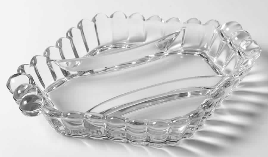 Crystolite (Pressed & Thin Blown) 9" Hexagonal 3 Part Relish by Heisey-1