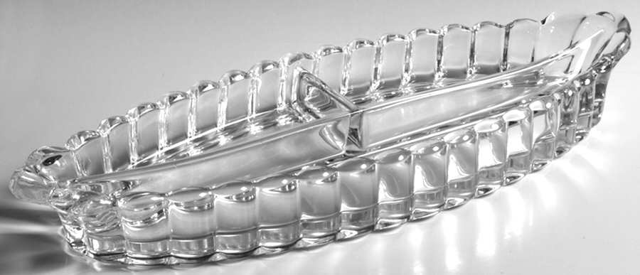 Crystolite (Pressed & Thin Blown) 12" Oval 3 Part Celery/Relish by Heisey-1