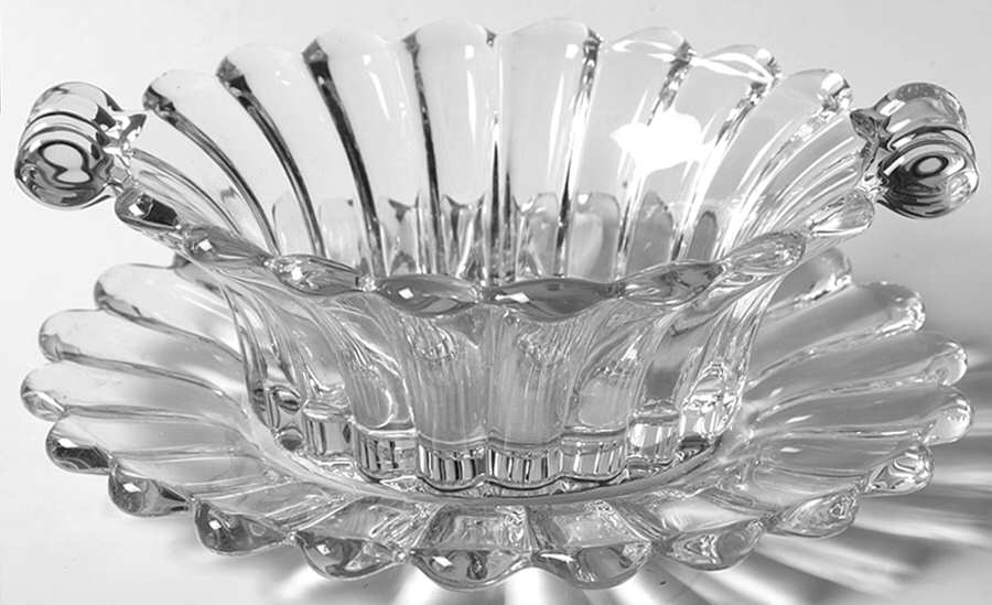 Crystolite (Pressed & Thin Blown) Mayonnaise Bowl and Underplate by Heisey-1
