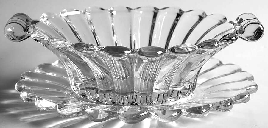 Crystolite (Pressed & Thin Blown) Oval Hollandise Bowl & Underplate by Heisey-1