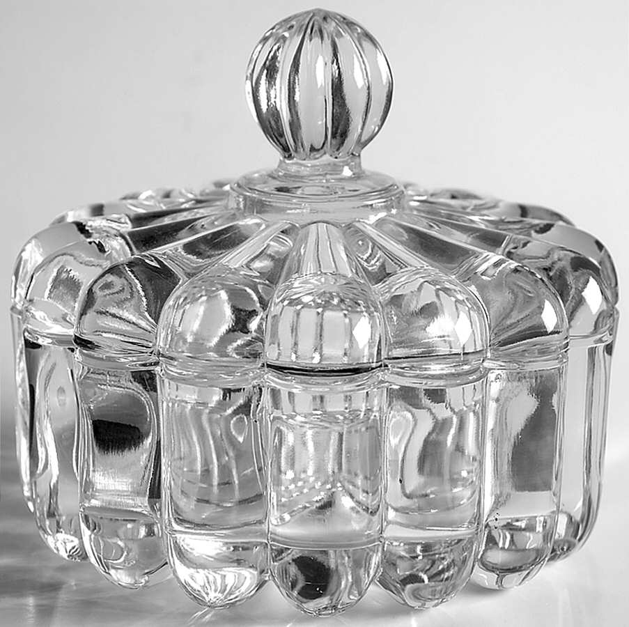 Crystolite (Pressed & Thin Blown) Round Puff Box with Lid by Heisey-1