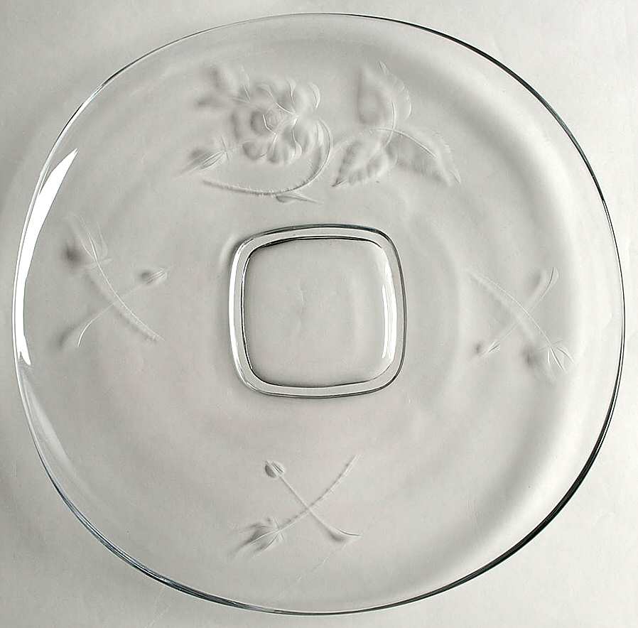 Dolly Madison Rose 14" Sandwich Plate by Heisey-1