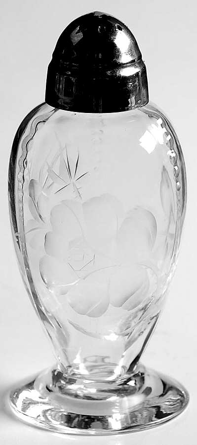 Dolly Madison Rose Footed Shaker & Metal Lid by Heisey-1