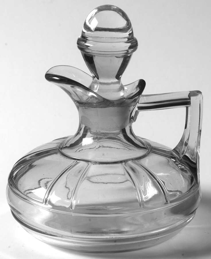 Double Rib and Panel Clear Oil Cruet & Stopper by Heisey-1