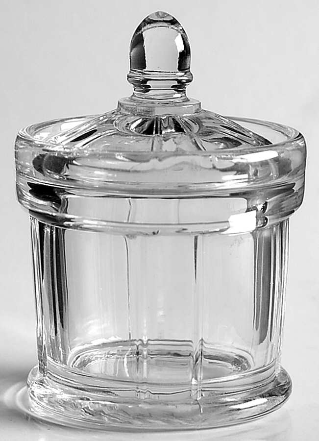 Double Rib and Panel Clear Mustard & Lid by Heisey-1