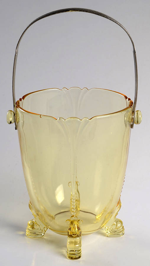 Empress Sahara Dolphin Footed Ice Bucket w/Detachable Handle by Heisey-1