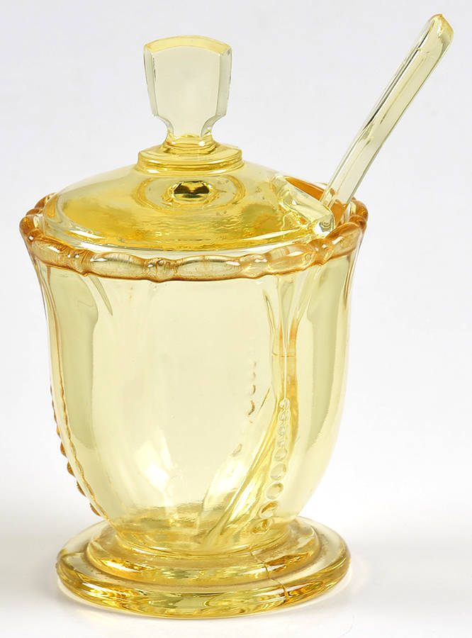 Empress Sahara Mustard & Lid with Spoon by Heisey-1