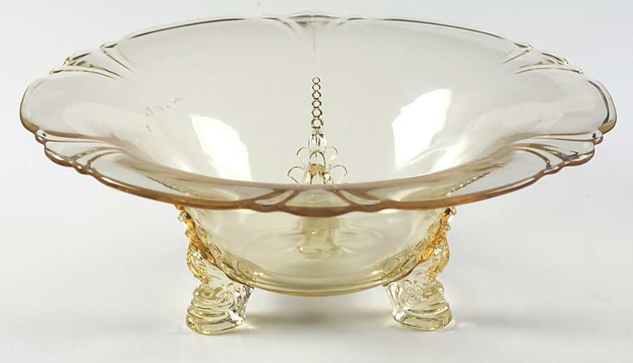 Empress Sahara 11" 3 Toed Dolphin Floral Bowl by Heisey-1