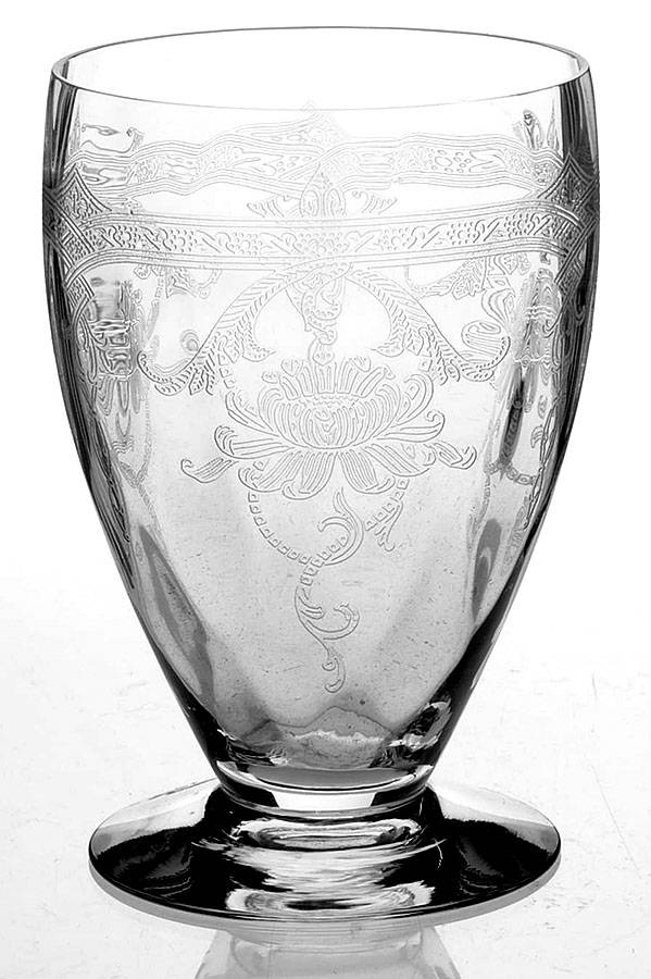 Empress Clear (Stem 3380)(Etch 447) 10 Oz Footed Tumbler by Heisey-1