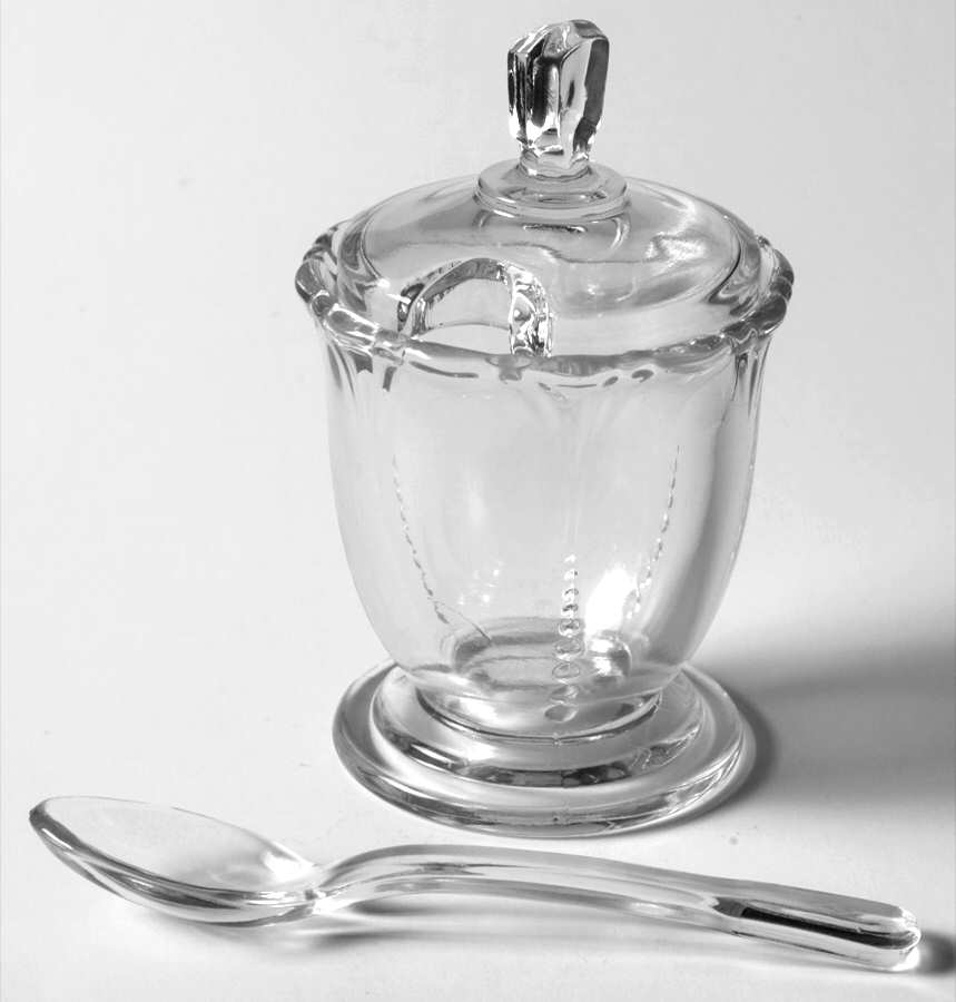 Empress Clear Mustard & Lid with Spoon by Heisey-1