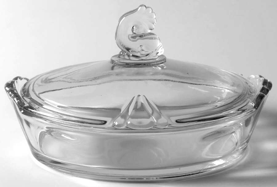 Empress Clear Lemon Dish & Dolphin Finial Lid by Heisey-1