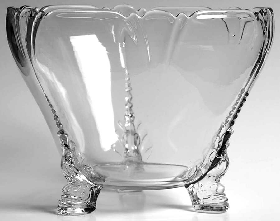 Empress Clear 7" Dolphin 3 Toed Nasturtium Bowl by Heisey-1