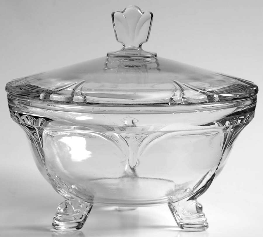 Empress Clear Candy Box with Lid 3 Toed Dolphin by Heisey-1