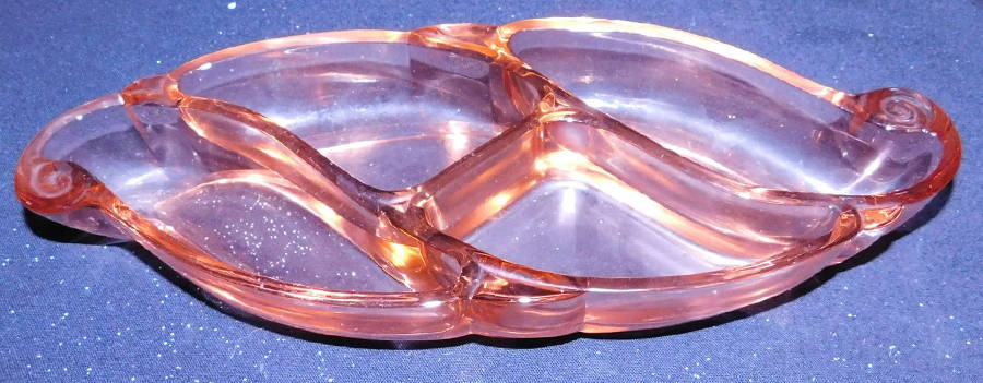 Empress Flamingo 12" Oblong 4 Part Relish by Heisey-1
