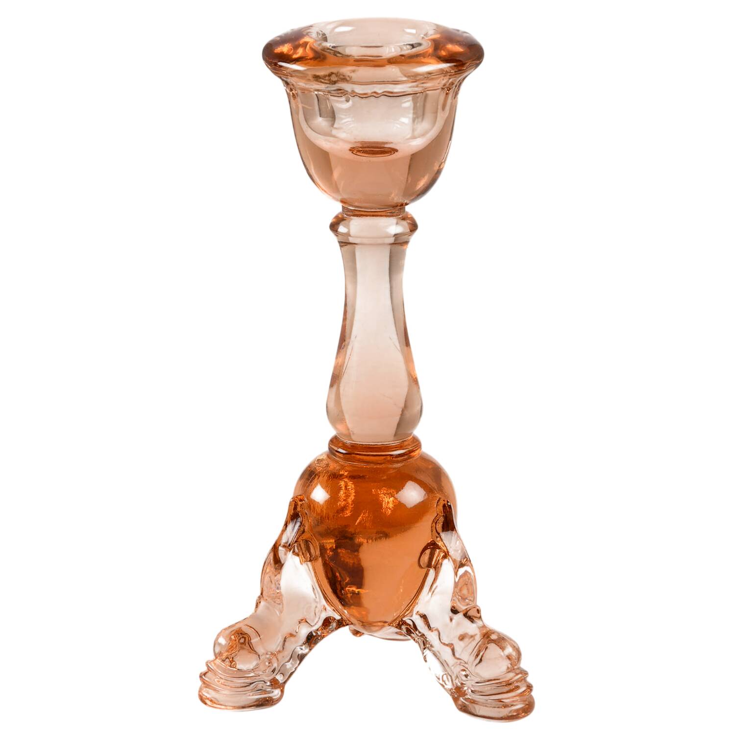 Empress Flamingo 6" 3 Toed Single Candlestick by Heisey-1